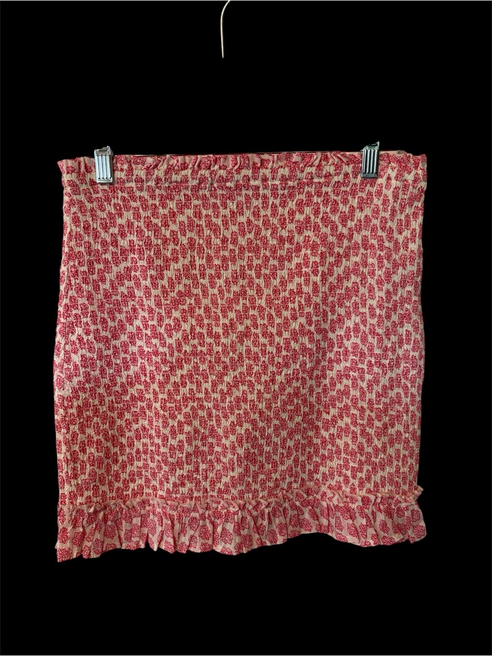 Billabong Pink and White Printed Ruffle Mini Skirt